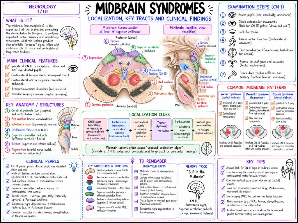 Midbrain Syndromes: Localization, Key Tracts & Clinical Findings