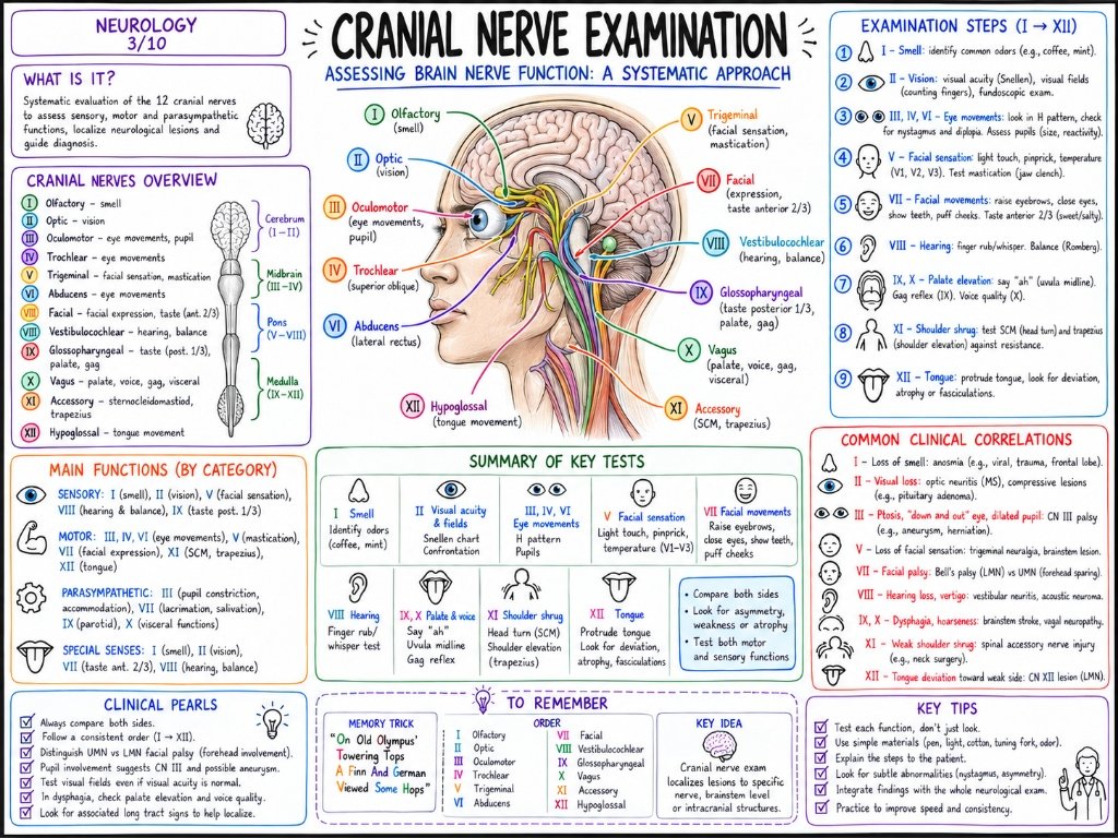 Cranial Nerve Examination Overview: Assessing Brain Nerve Function I-XII