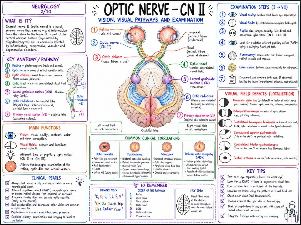Optic Nerve - CN II: Vision, Visual Pathways & Examination