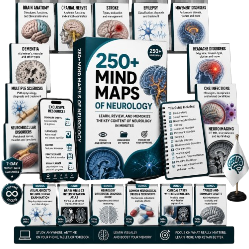 250+ Neurology & Clinical Neuroanatomy Mind Maps Pack